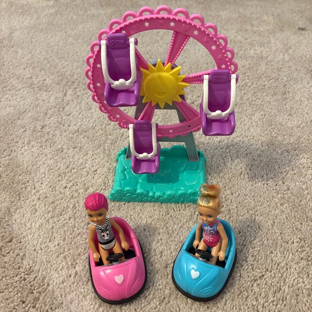 Barbie Club Chelsea Carnival Playset Ferris Wheel w 2 Dolls and 2 Bumper Cars